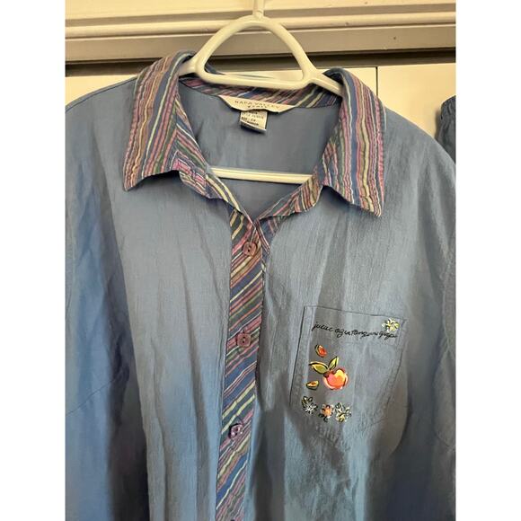 Napa Valley 2-Piece Set Shirt (2X) and Pants (18) 100% Cotton Casual Lounge Set - Picture 4 of 16
